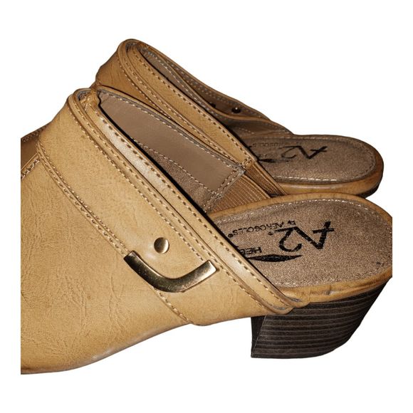 Sh162 Aerosole Taupe A2 Heel Rest Slide on Sandal 7.5 - Picture 4 of 9